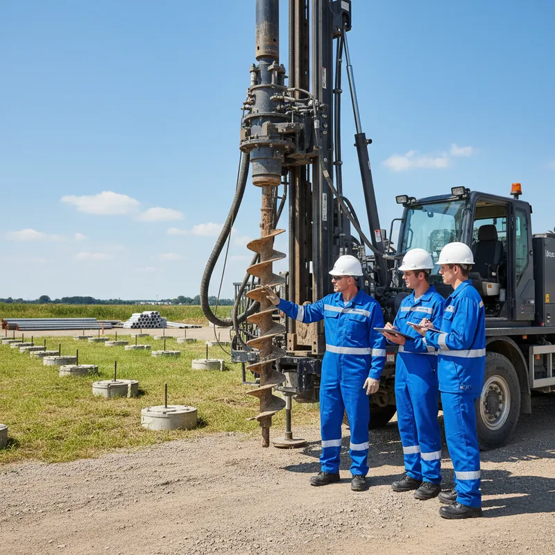 Professional geothermal installer team with drilling equipment during IGSHPA certification training
