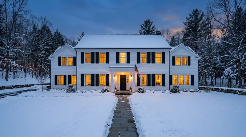 New York home with geothermal heat pump installation in glacial soil, upstate New York winter landscape